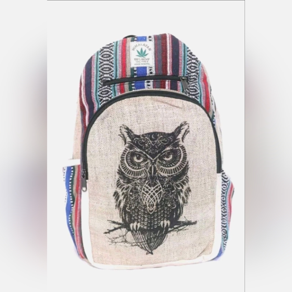 Colorful Handmade THC Free Pure Hemp Unisex Bag- Made in NEPAL, ONE SIZE